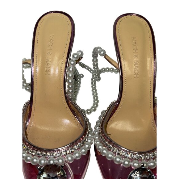 MACH & MACH Diamond of Elizabeth Pumps Women's Pink Pearl Pointed EU 36.5 US 6.5 - Picture 5 of 14